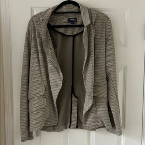 Anthropologie Beige Plaid Open-Front Blazer